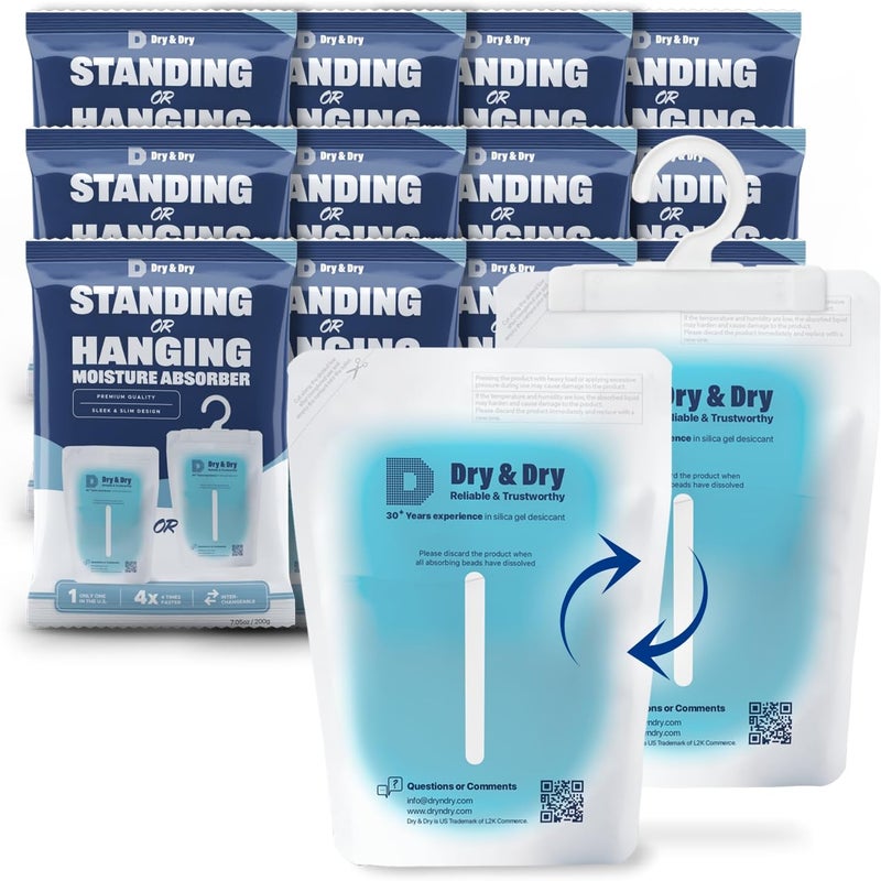 DRYDRY 12 Packs Hybrid Moisture Absorbers & Musty Odor Eliminator Dehumidifier to Control Excess Moisture for Basements, Closets, Bathrooms, Laundry Rooms. Moisture Absorbers - Image 1